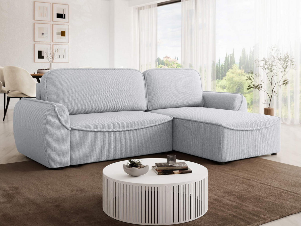 ECKSOFA Loom - Hellgrau/Schwarz, Holz/Kunststoff (261/175cm) - MIRJAN24