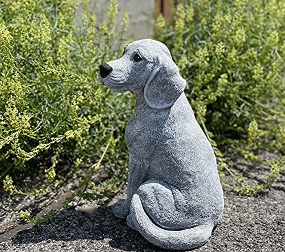 STEINFIGUR Beagle groß frostfest wetterfest Steinguss - Grau, Stein (22/36/20cm) - stoneandstyle