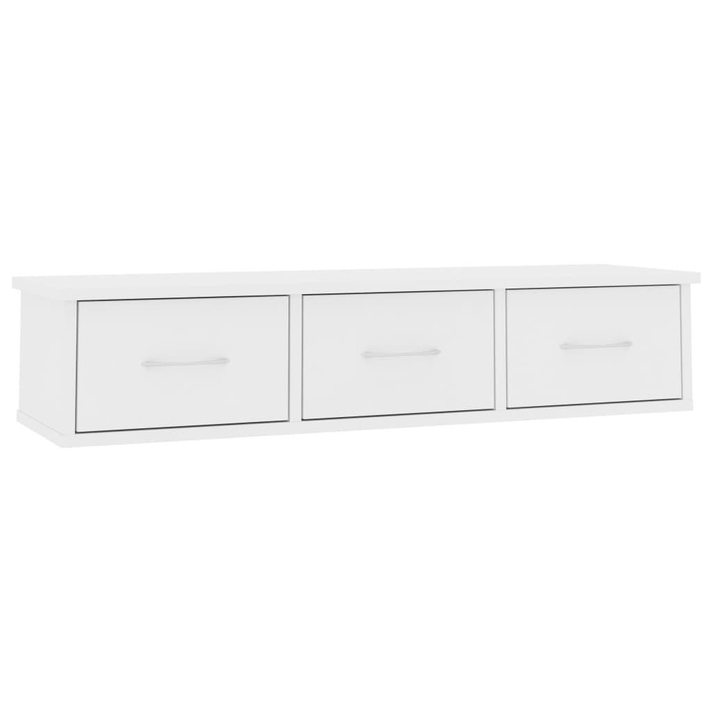 vidaXL Wand-Schubladenregal Weiß 26x18.5x88 cm