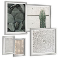BILDER SET 5er Set - 50x50 cm & 20x30 cm & 40x60 cm Silberner Rahmen - Sommerliche Texturen aus den Tropen - Silberfarben, Kunststoff (40/60cm) - TULUP
