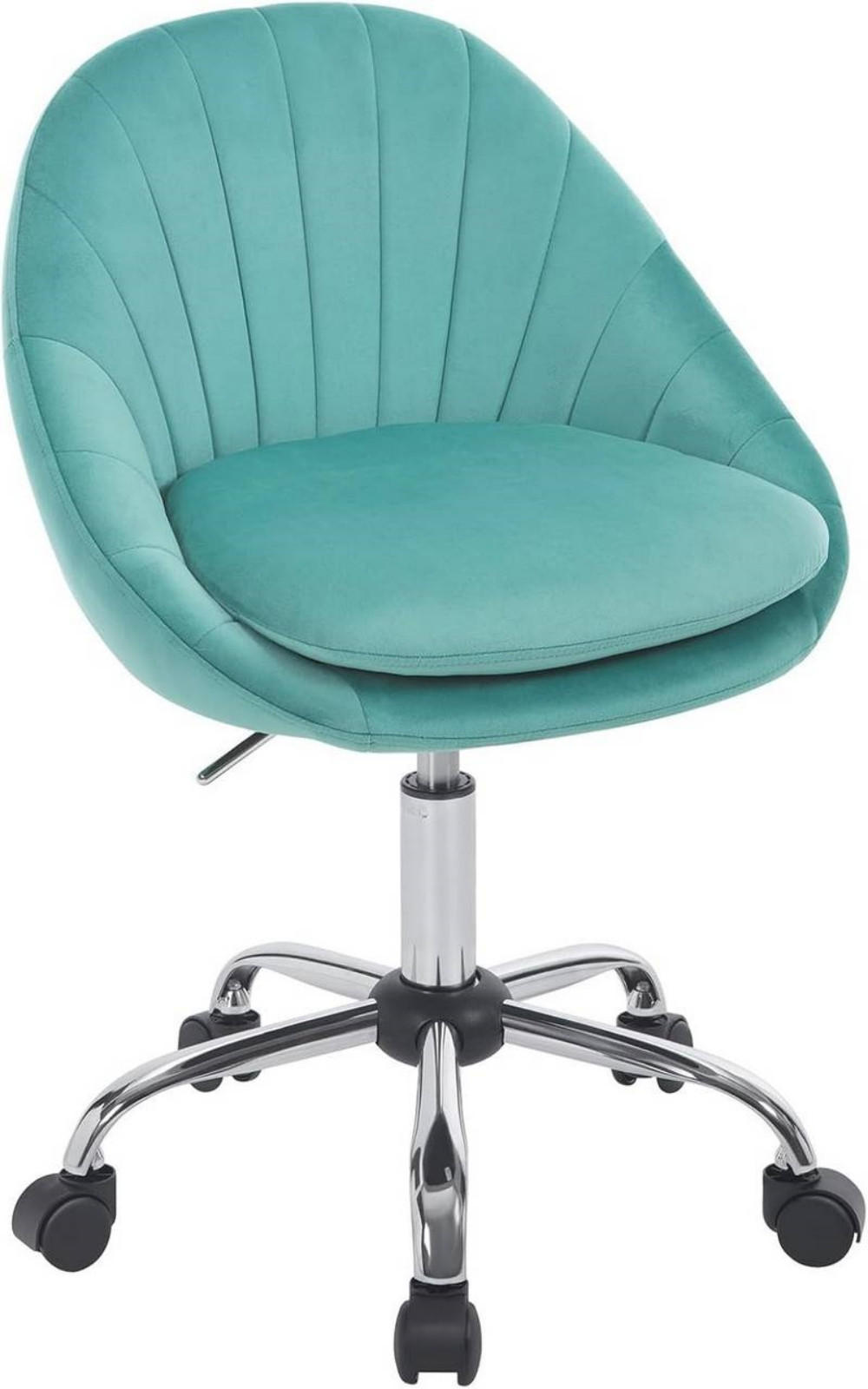 DREHSTUHL ergonomisch, Schminkstuhl, Samt, Türkis - Türkis/Schwarz, Textil/Metall (52/72/48cm) - Woltu