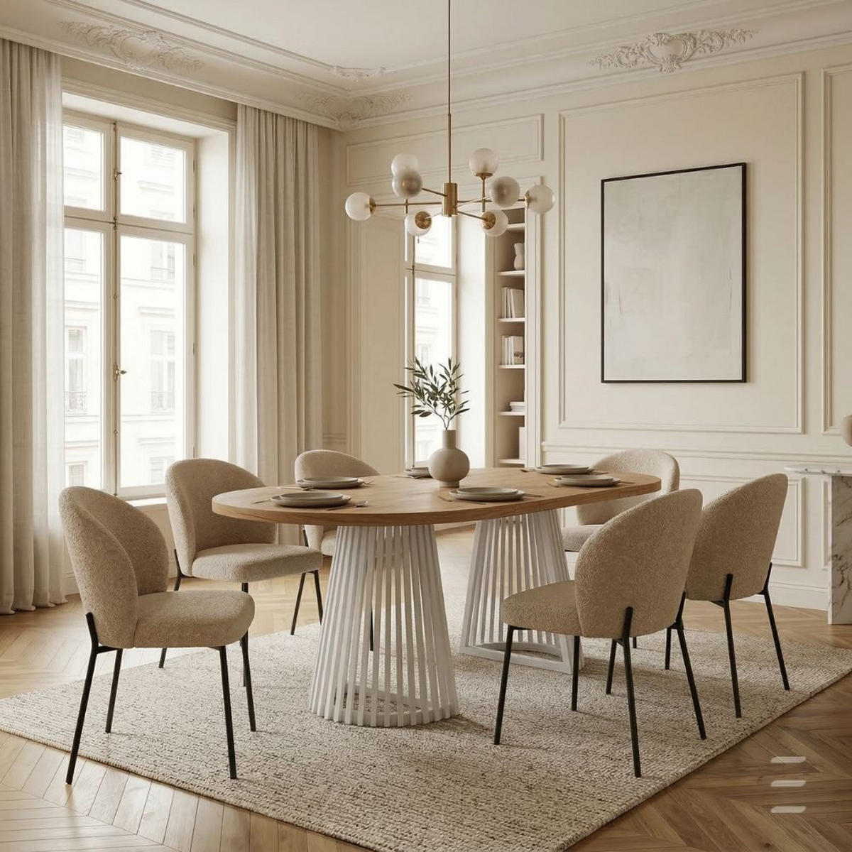 ESSTISCH runder ausziehbarer Tisch für Esszimmer DOVER 100 / 150 cm, Farbe: Eiche Lefkas / Weiß - Dunkelbraun/Weiß, Holz (150/100/77cm) - Dekori_Interiors