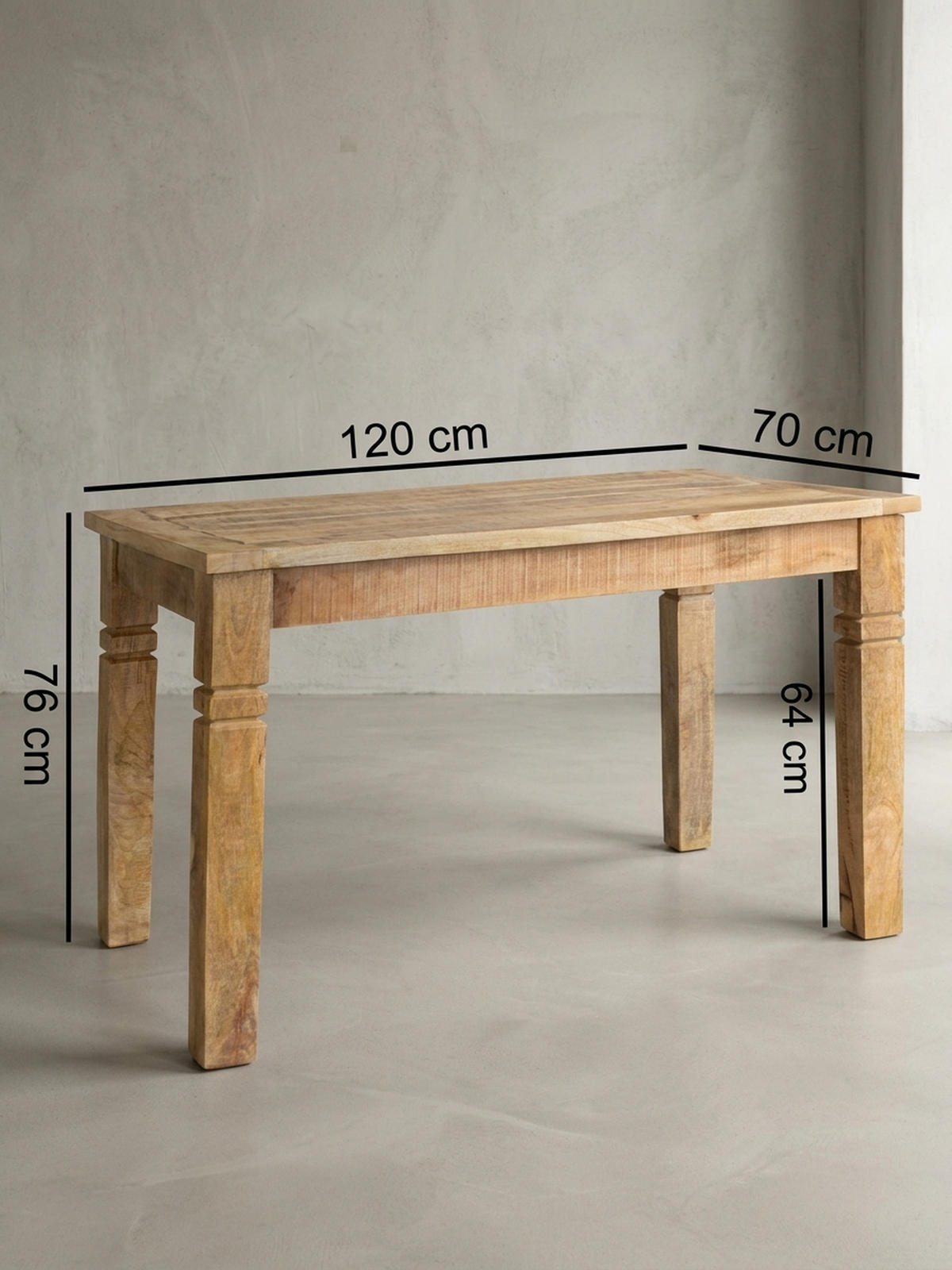 ESSTISCH – Mango Massivholz 120 cm Landhausstil Schnitzereien - Braun, Holz (70/120/76cm) - KADIMA DESIGN