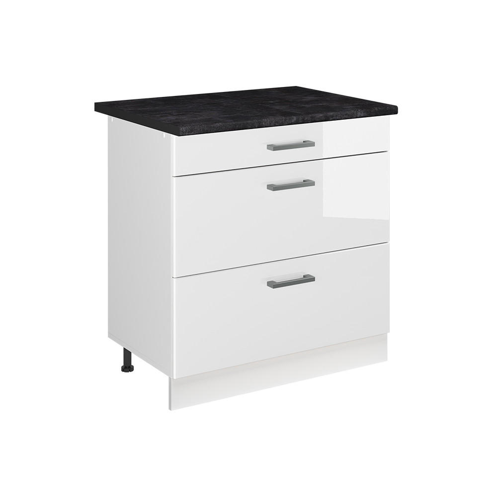 Vicco Küchenunterschrank Weiß Hochglanz, Weiß 80x81.6x60 cm