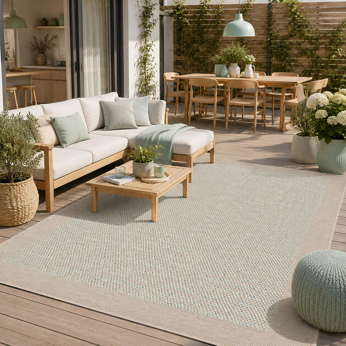 PANAMA IN- UND OUTDOOR TEPPICH - Mintgrün, Textil (133/190cm) - Pergamon