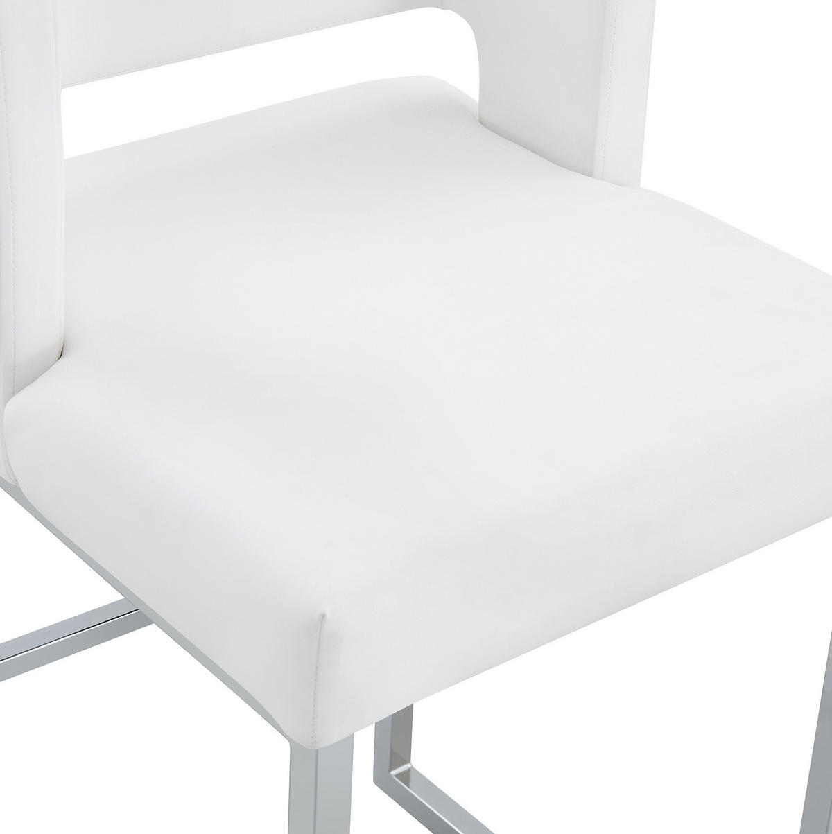 BARSTUHL 2er-Set gepolstert 91,4 cm PU Weiß Silber - Silberfarben, Metall (53.3/91.4/48.1cm) - Meubliv