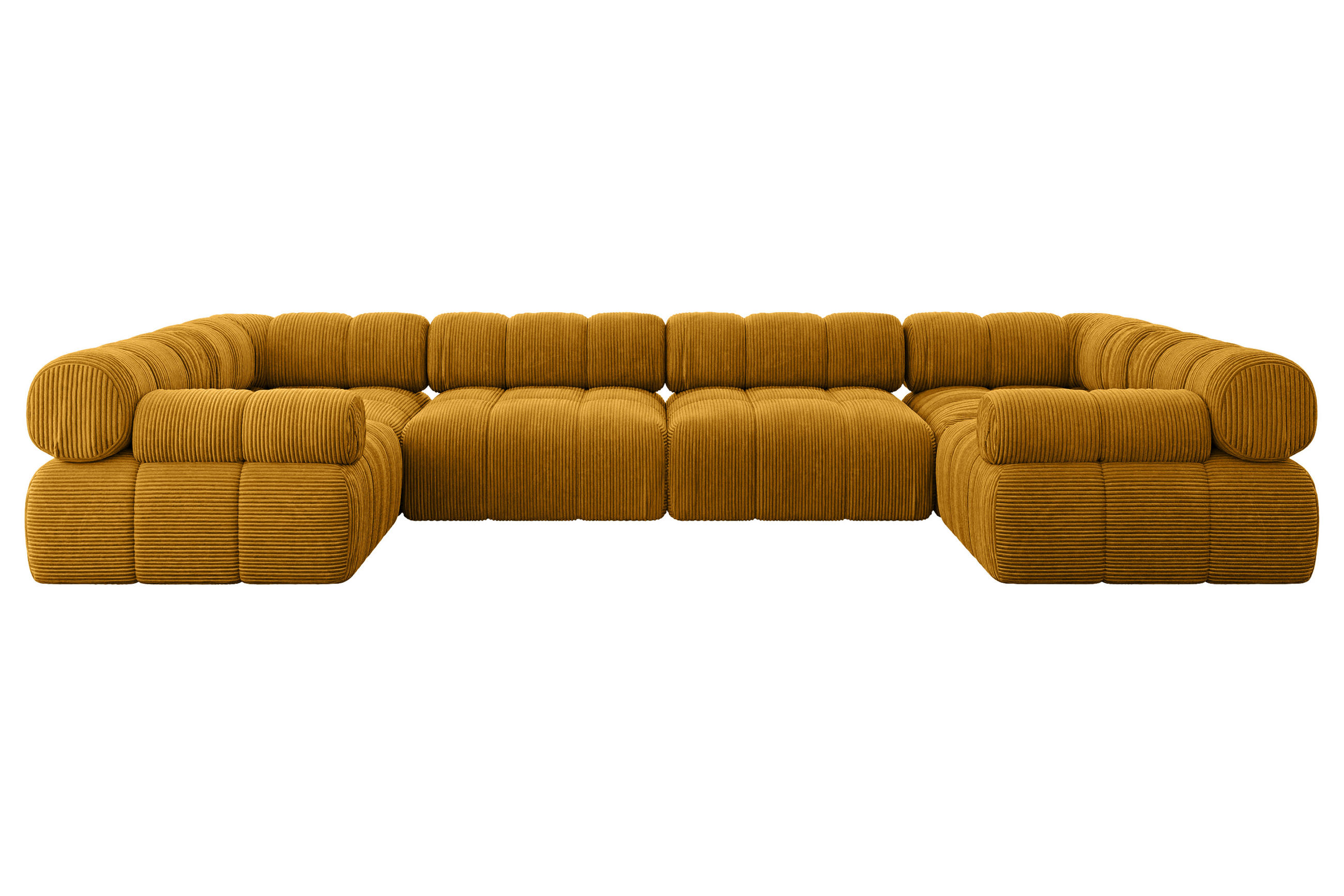 WOHNLANDSCHAFT modulares Sofa Birno-U2 - 380x190x70 cm Senfgelb Cord - Currygelb, Holzwerkstoff/Textil (380/70/190cm) - ALTDECOR