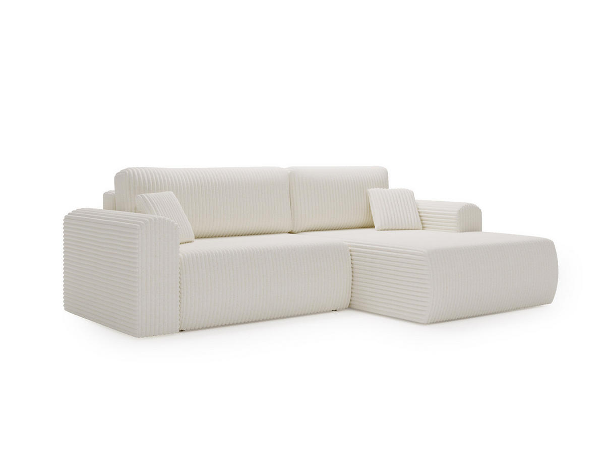 ECKSOFA Linea Weiß, Sofa mit Schlaffunktion, rechte seite - Weiß, Holzwerkstoff/Textil (257/177cm) - Bettso