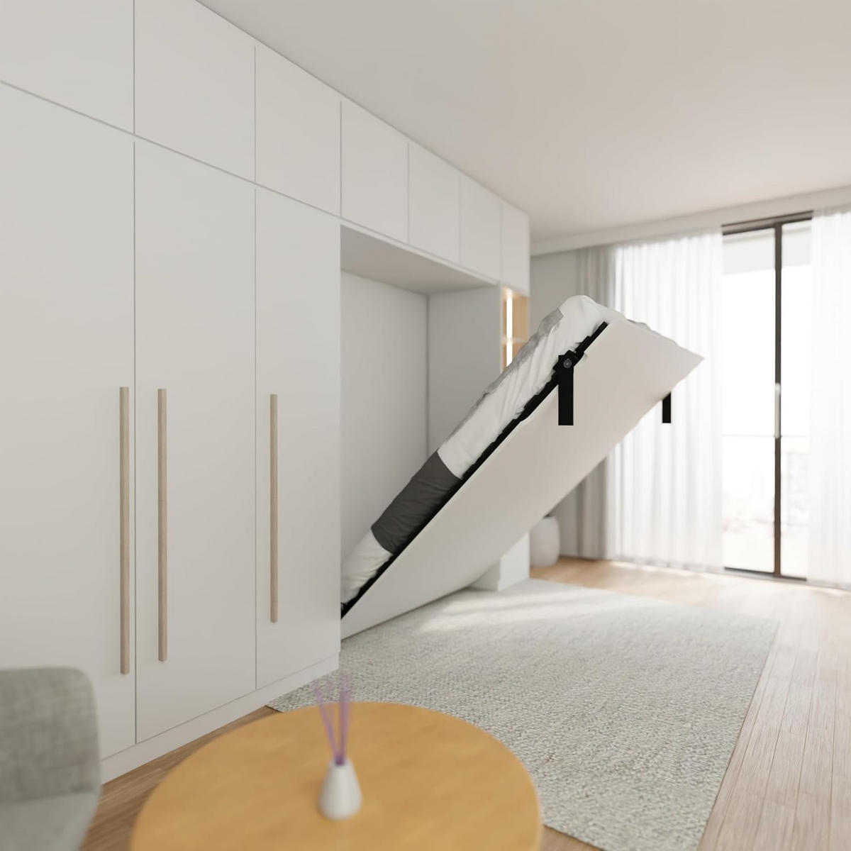 SCHRANKBETT Morphy Einbaubares 140x190 Vertikal - Weiß, Holz/Metall (140/190cm) - WallBedKing