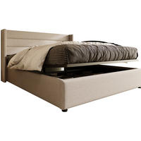 POLSTERBETT 160/200 cm mit hydraulischem Bettkasten, gepolstertes Kopfteil, Beige - Beige, Textil (160/200cm) - Redom