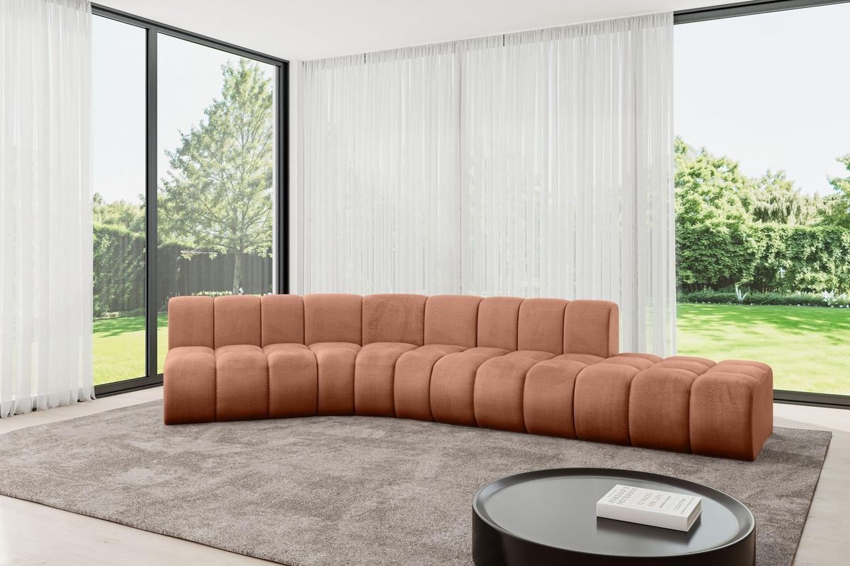 ECKSOFA modulares Sofa Brilo-L1 - 380x174x70 cm Apricot - Koralle, Holzwerkstoff/Textil (380/174cm) - ALTDECOR