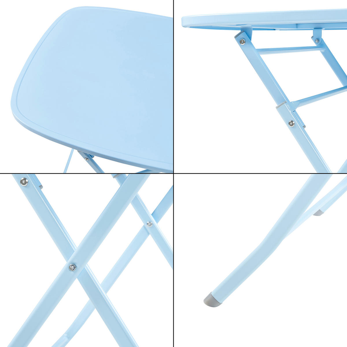 GARTENKLAPPTISCH Sande - Hellblau, Metall (70/70/71cm) - [en.casa]
