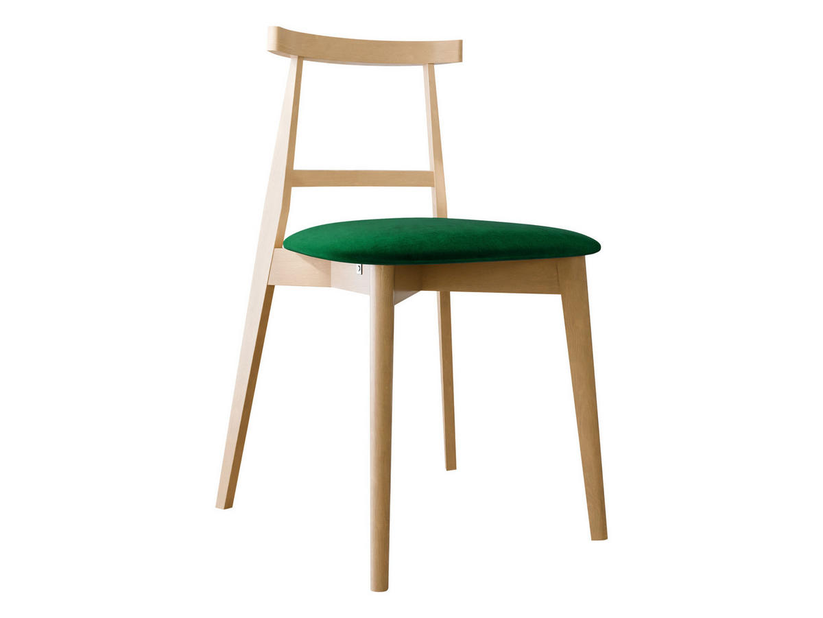 WOHNZIMMER STUHL KT71, Holzfarbe: Buche - Buchefarben/Grün, Holz/Textil (48/75/54cm) - MIRJAN24