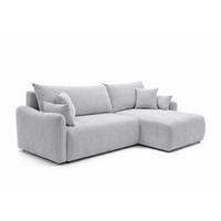 ECKSOFA Mit Schlaffunktion, Cordstoff Poso, Hellgrau, Rechts, JAPANDI - Hellgrau, Holz (262/145cm) - Kaiser Möbel