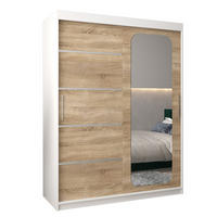 SCHWEBETÜRENSCHRANK 200/150/62 2-türig - Silberfarben/Weiß, Holz/Kunststoff (150/200/62cm) - Abiks Möbel