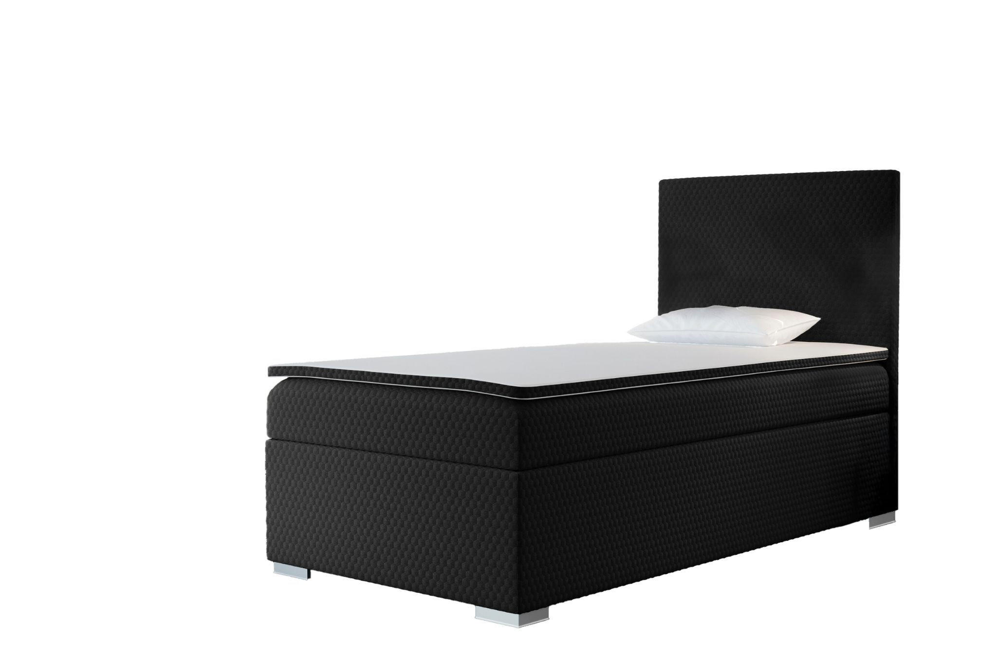 BOXBETT Mit Bettkasten Matratze Topper ICON Schwarz 90x200 cm Rechts - Schwarz, Holz (90/200cm) - Kaiser Möbel