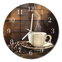 WANDUHR fi30 cm - Kaffee - Braun, Glas (30/30/0.4cm) - TULUP