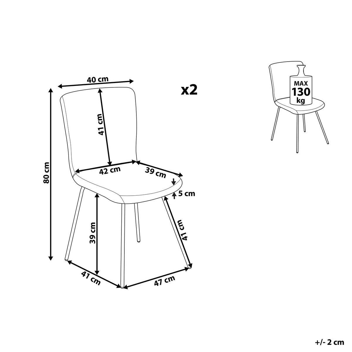 STUHL 2er-Set Samtstoff Grau Rubio - Grau, Textil/Metall (47/80/41cm) - Beliani