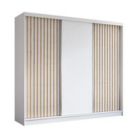 SCHWEBETÜRENSCHRANK LAMELLO 240/216/61 cm 3-türig Weiß - Weiß, Holzwerkstoff (240/216/61cm) - MASSENO