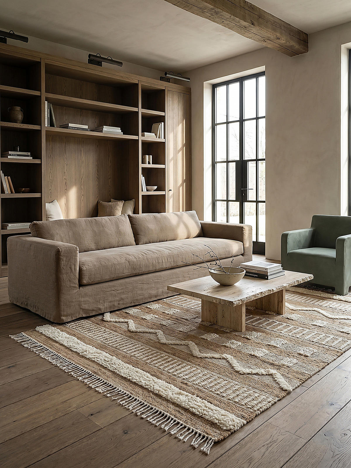 NATURTEPPICH handgewebt Jute-Wolle-Mix skandinavisch WHARFE, Braun-Beige 200x290 cm - Braun, Textil (290/200cm) - KADIMA DESIGN