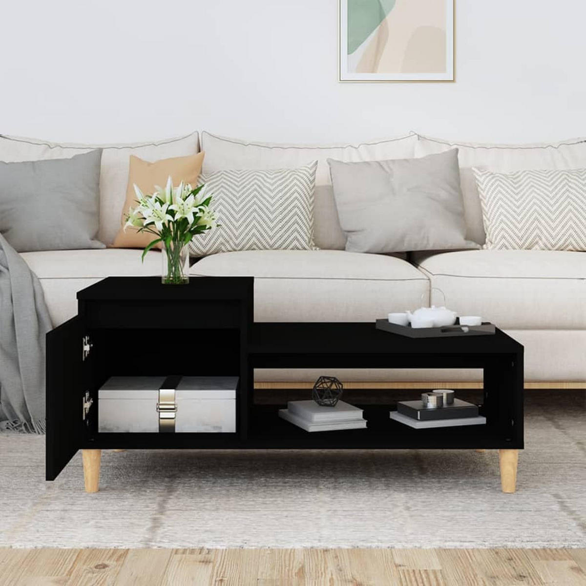 COUCHTISCH Schwarz 100x50x45 cm Holzwerkstoff - Schwarz, Holzwerkstoff (100/50/45cm) - furnicato