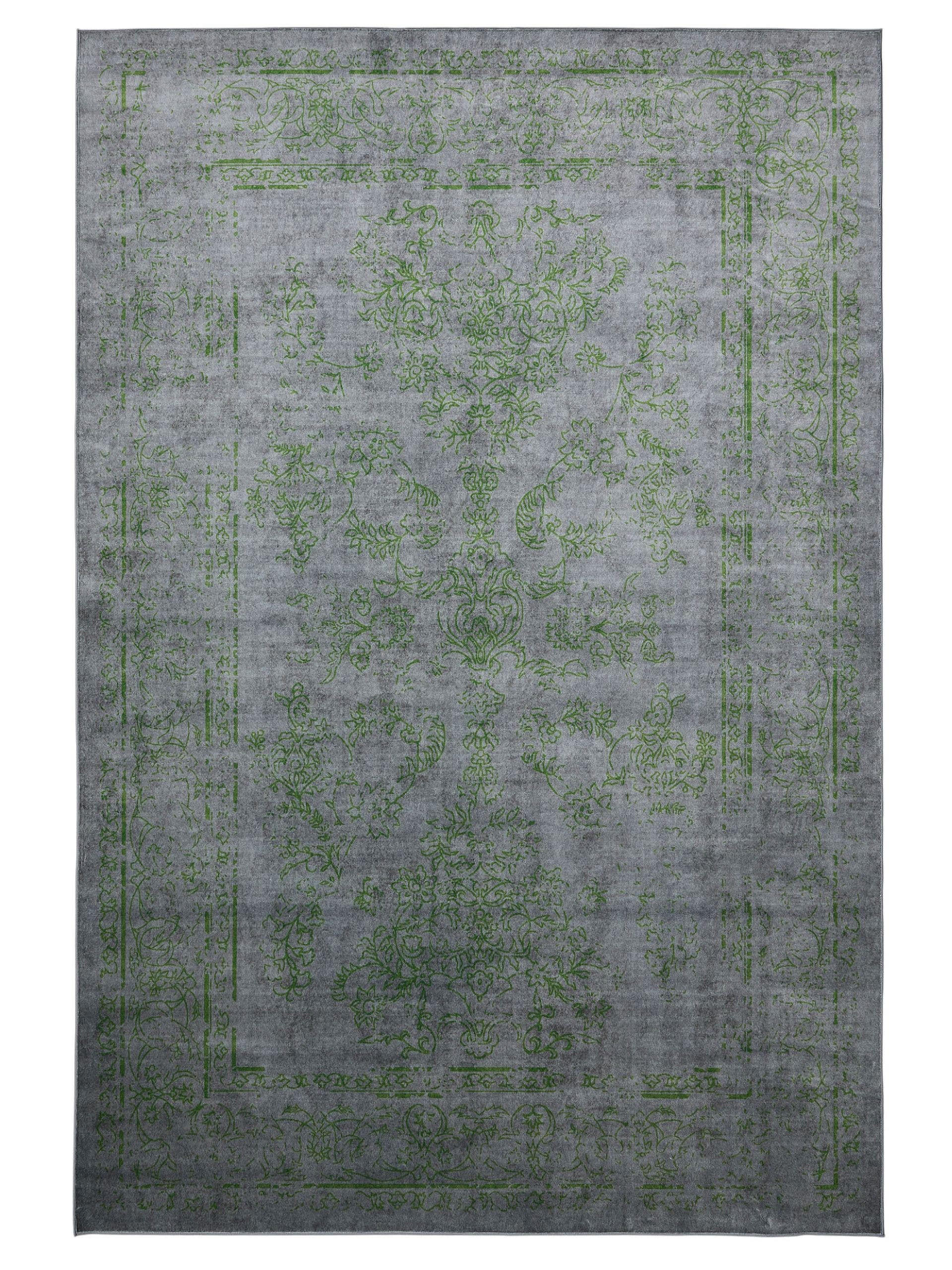 VINTAGE-TEPPICH Miray waschbar 160/230 cm - Grau/Grün, Kunststoff (160/230cm) - benuta Nest