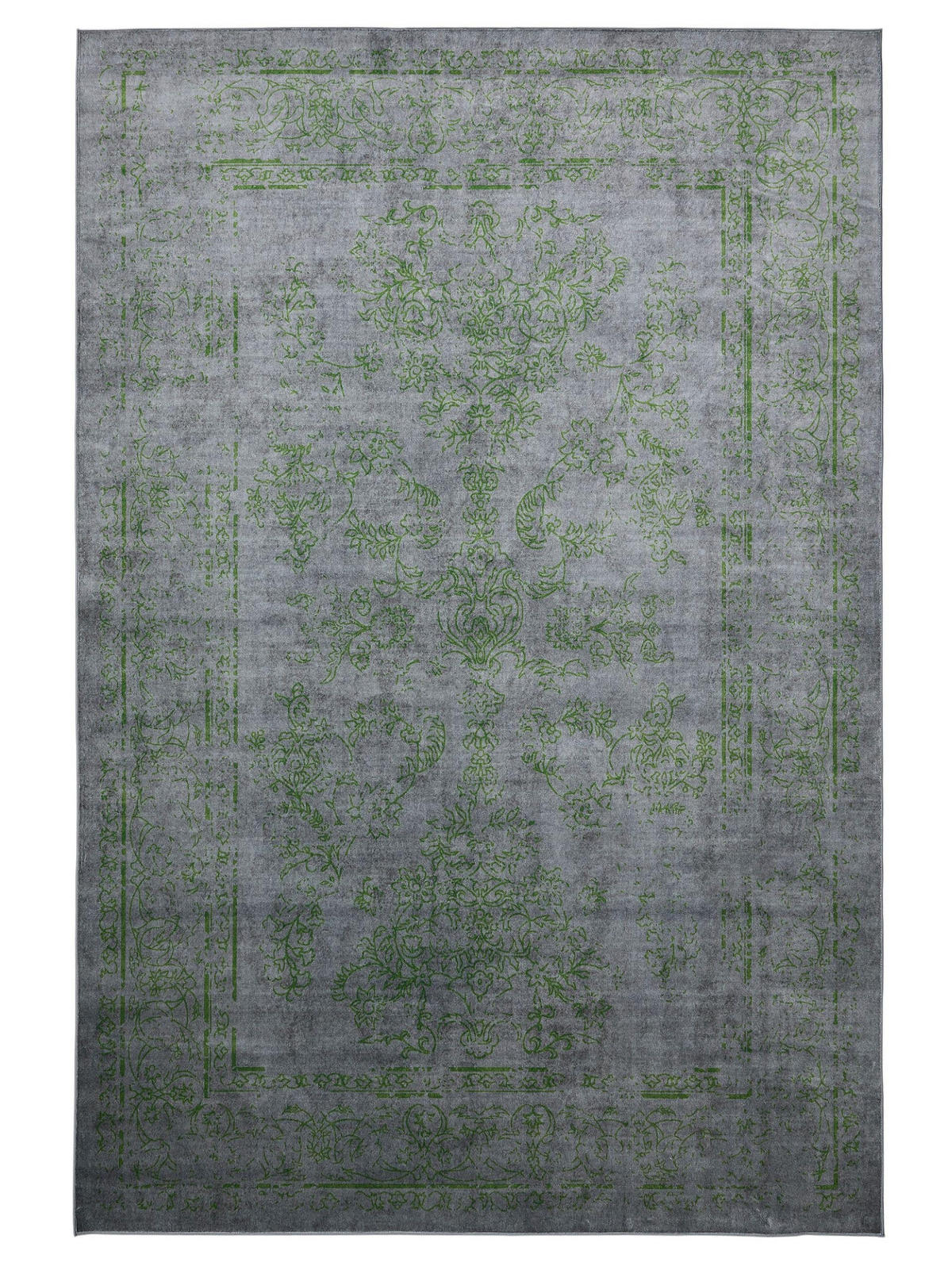 VINTAGE-TEPPICH Miray waschbar 160/230 cm - Grau/Grün, Kunststoff (160/230cm) - benuta Nest