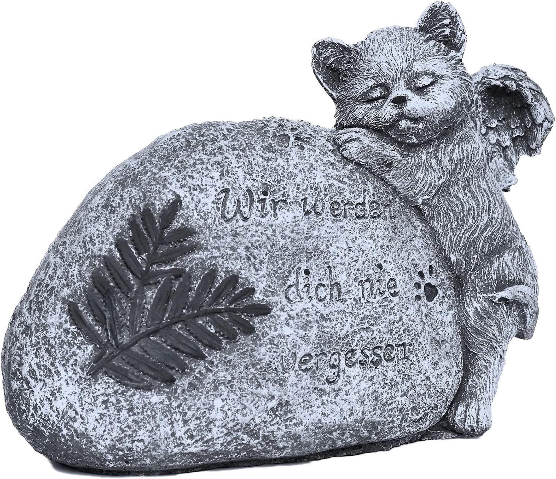 STEINFIGUR Grabschmuck Katze Wir Werden Dich nie vergessen frostfest - Grau, Stein (15/8/18cm) - stoneandstyle