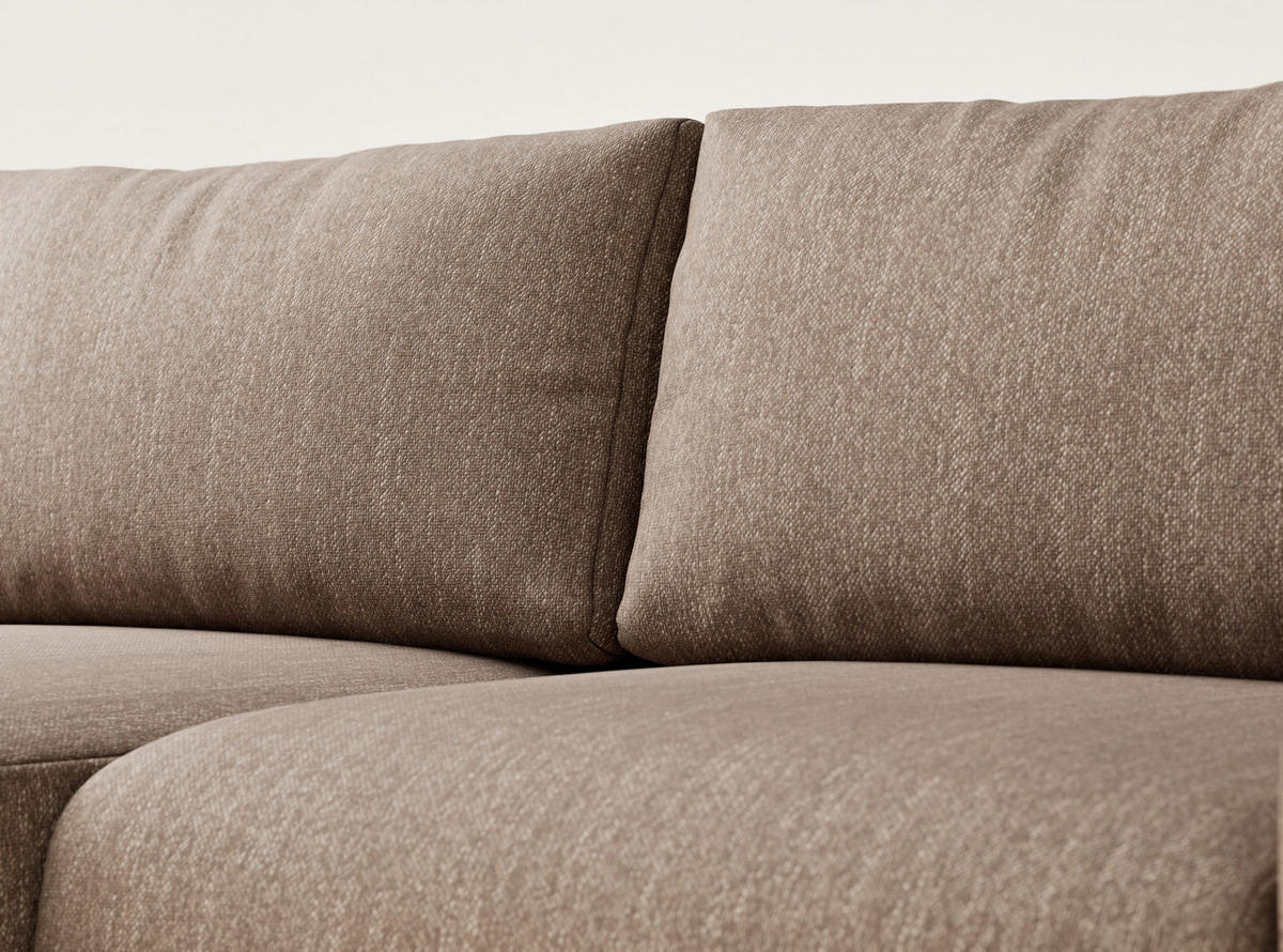 ECKSOFA MIT SCHLAFFUNKTION Numba Braun Webstoff - Schwarz/Braun, Holz/Holzwerkstoff (253/153cm) - Maison de Reve