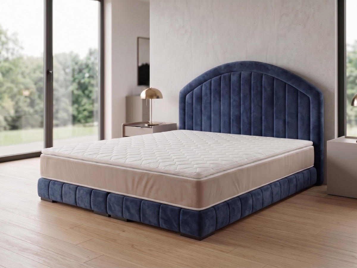 POLSTERBETT LEON2 90x 200 cm Farbe: Dunkelblau - Dunkelblau, Textil (90/200cm) - A&J MöbelLand