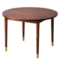 ESSTISCH - Akazie massiv / Metall - Akazie / Gold - Braun, Holz/Metall (110/110/76cm) - home24