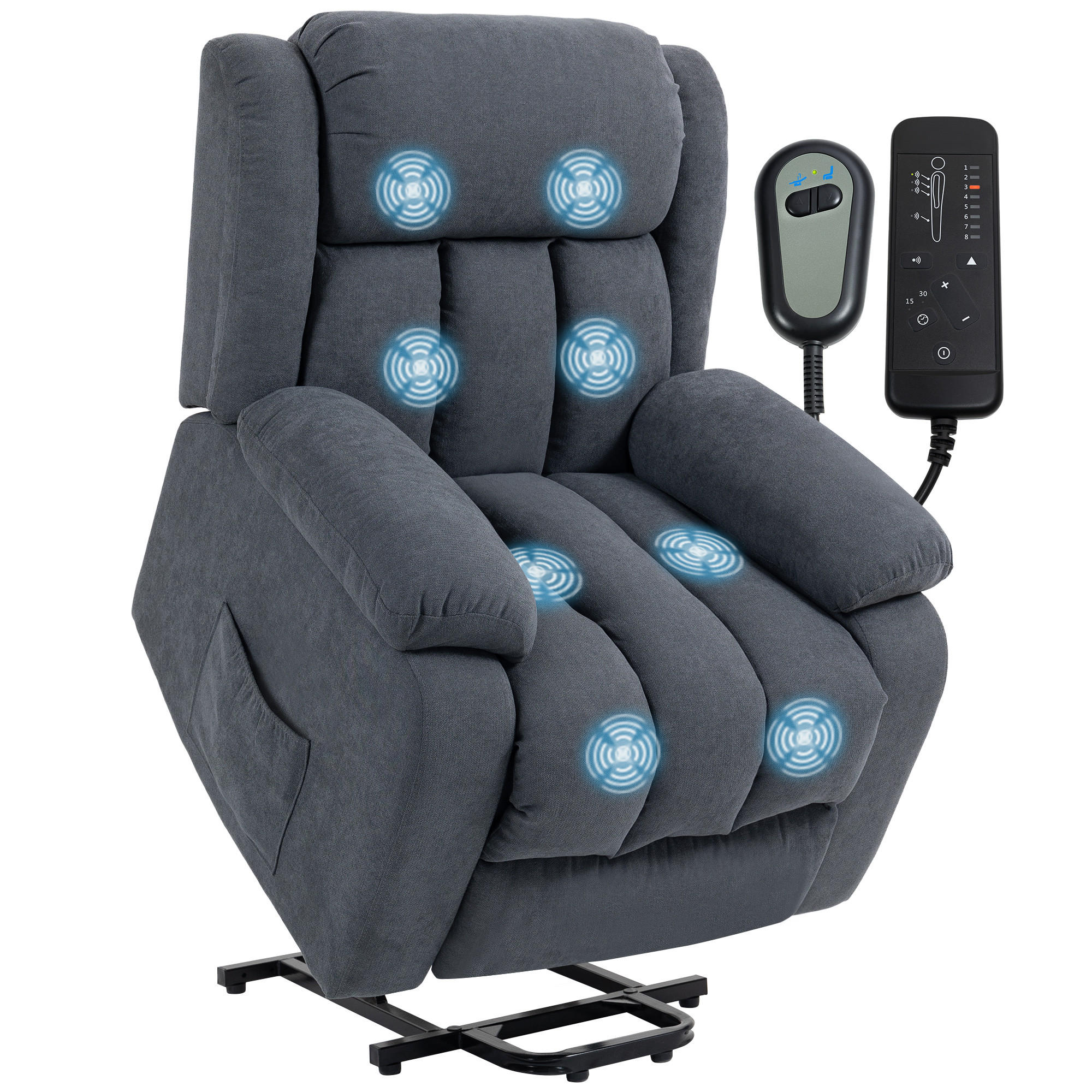 FERNSEHSESSEL,ELEKTRISCH Aufstehhilfe Liege-Massagefunktion,dunkelgrau - Grau, Textil (91/103/93cm) - Vallsero
