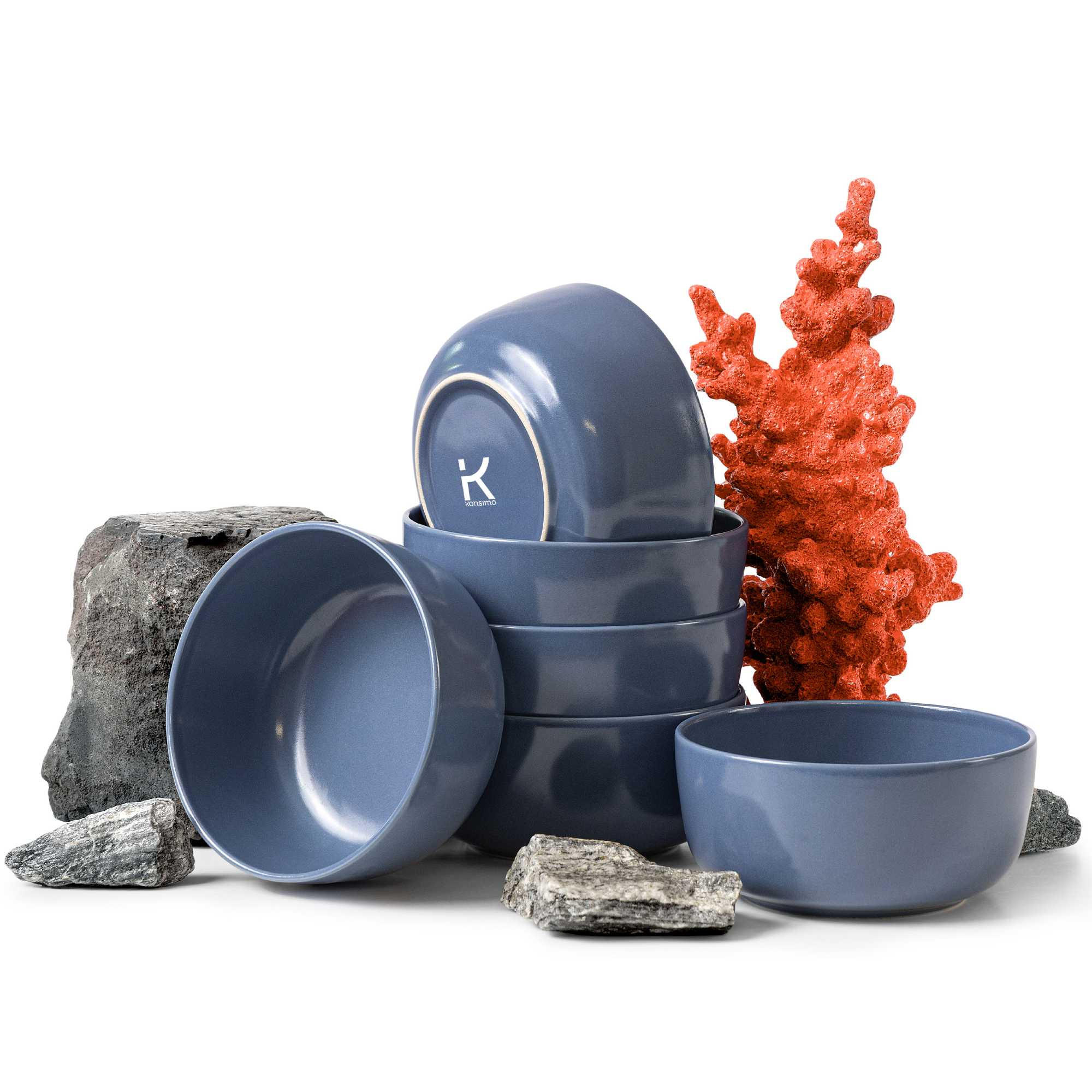 SCHÜSSEL-SET VICTO 6 Personen 6-tlg, matt blau - Blau, Keramik - KONSIMO®