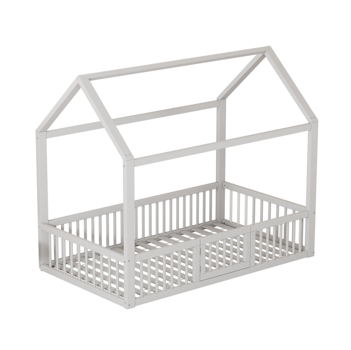 KINDERBETT 90/200 cm mit Sicherheitsgitter und Tür, aus Kiefern, Hausbett, Weiß - Weiß, Holzwerkstoff (90/200cm) - Redom