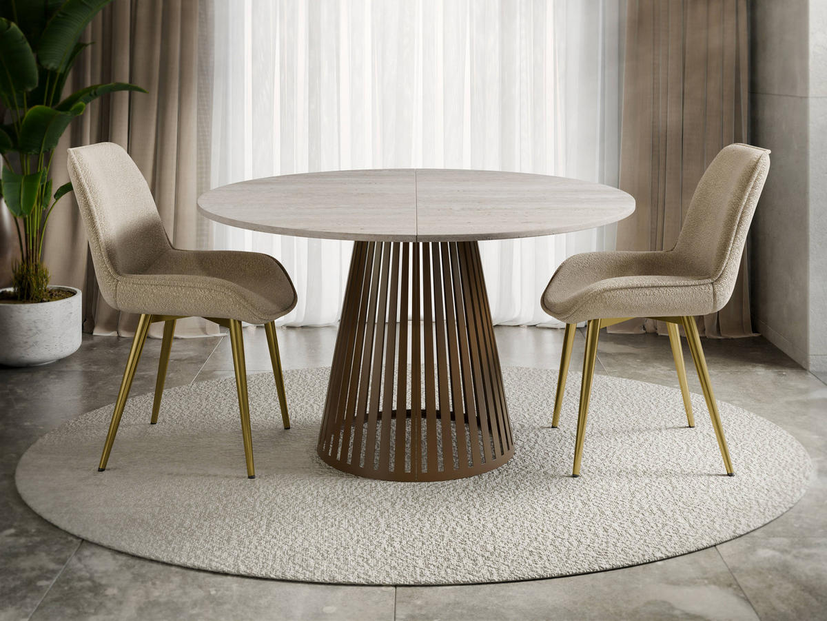 ESSTISCH ausziehbar Cone Braun 100 - Ecru/Braun, Holzwerkstoff/Metall (100/100/76cm) - MIRJAN24