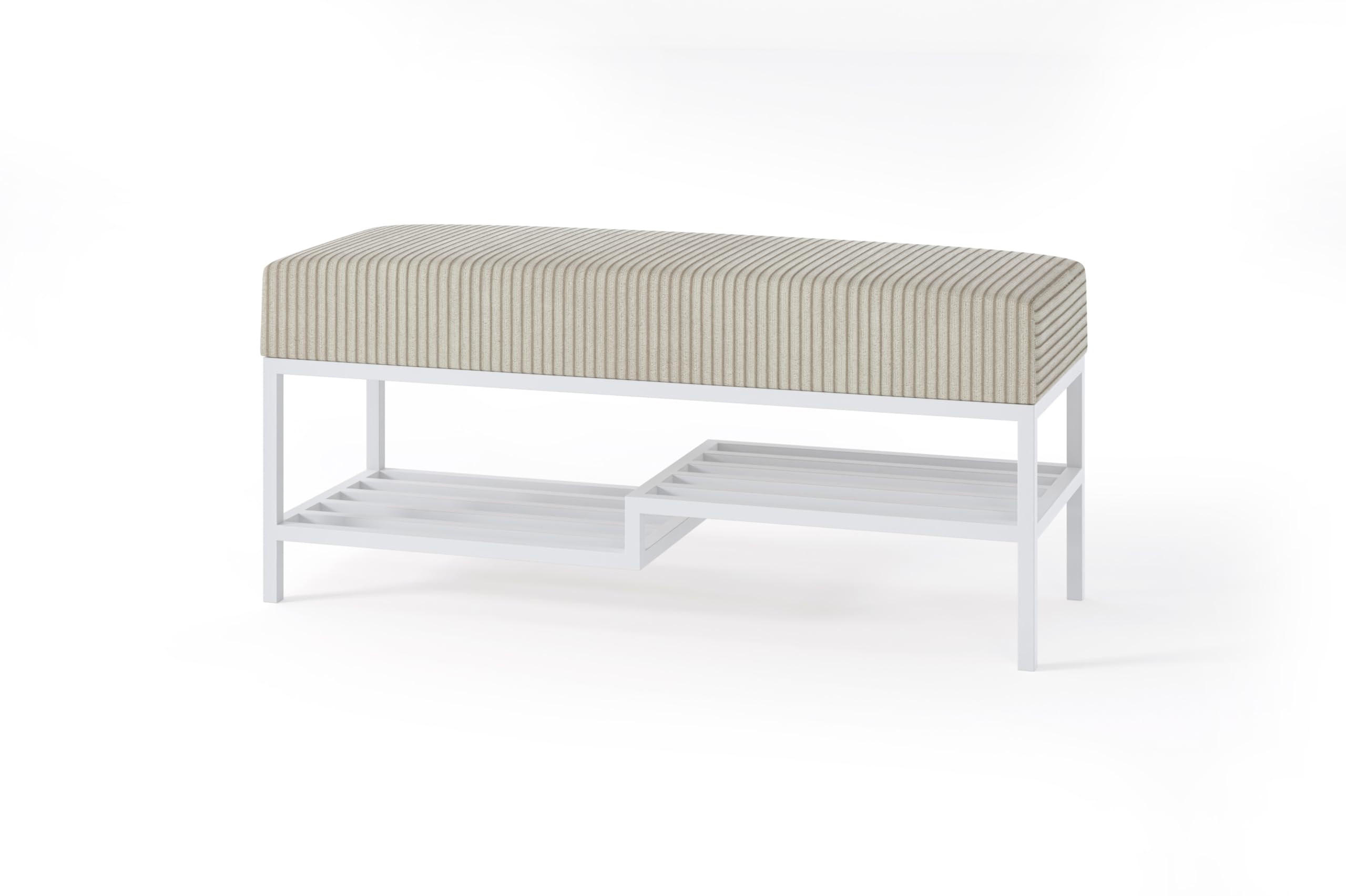 SITZBANK Posso 80 × 45 cm Weiß/Beige - Weiß, Metall (80/45/35cm) - Design Möbel