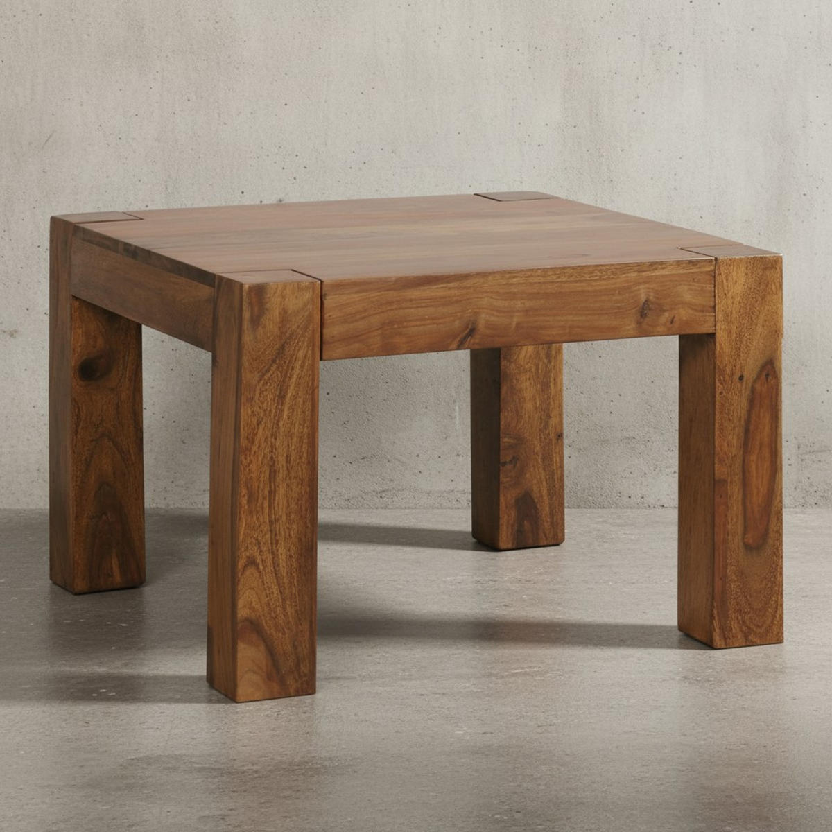 COUCHTISCH aus Akazienholz, rustikal, quadratisch, handgefertigt, Braun 60x60x40 cm - Braun, Holz (60/60/40cm) - KADIMA DESIGN