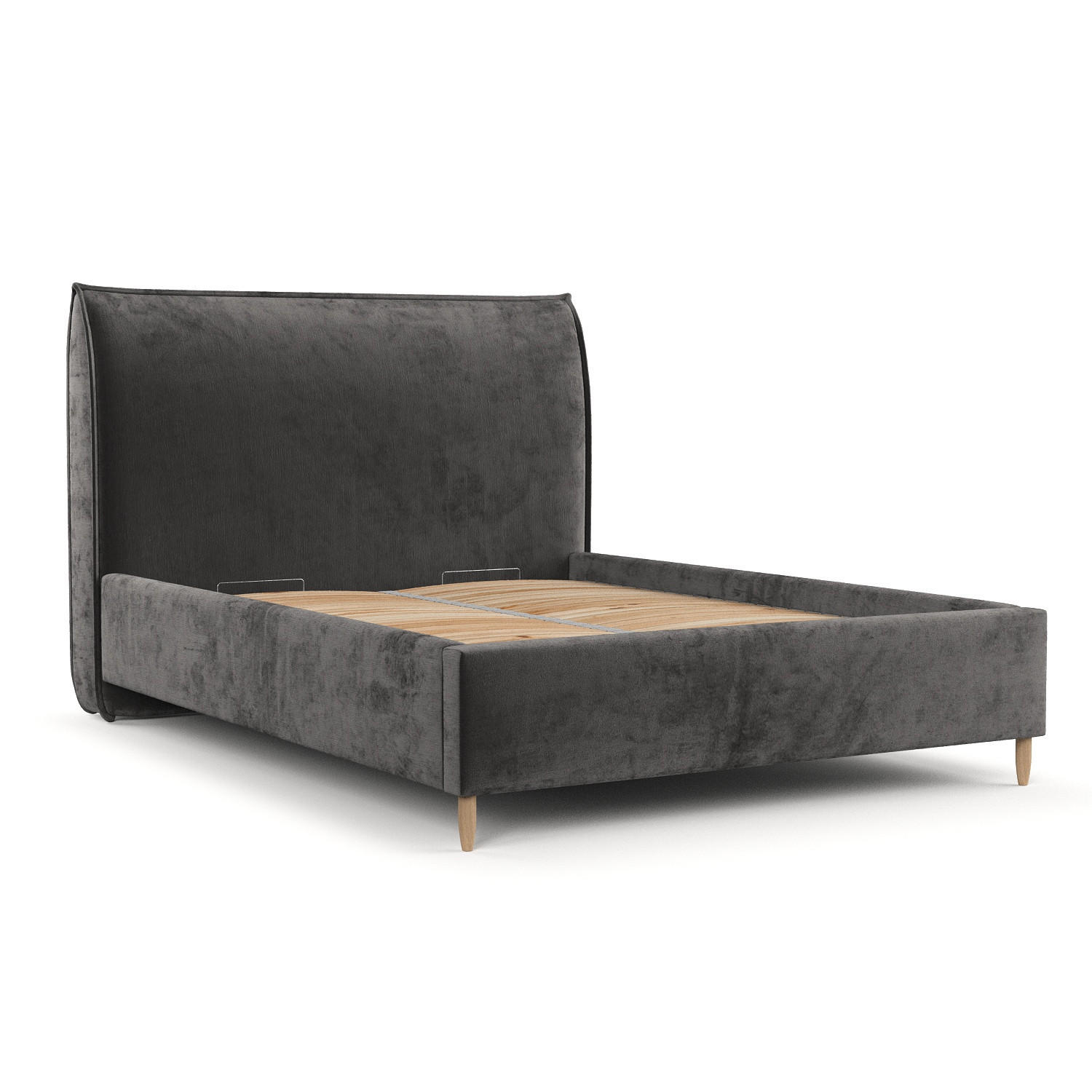 POLSTERBETT Mira 120/200 cm Anthrazit im Lotta Stoff - Anthrazit/Naturfarben, Holz/Holzwerkstoff (120/200cm) - AltaBeds