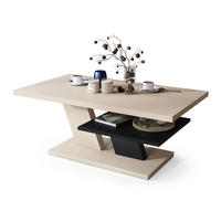 COUCHTISCH rechteckig Beige - Schwarz mit Ablage - Beige/Schwarz, Holzwerkstoff (60/110/45cm) - designimpex