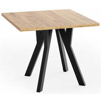ŠTVORCOVÝ Rozkladací Stôl Clover s Čiernymi Bukovými Nohami – Dub Craft – 80 x 80 / 130 cm - hnedá/čierna, drevo/kompozitné drevo (80/130/76.5cm) - WFL GROUP