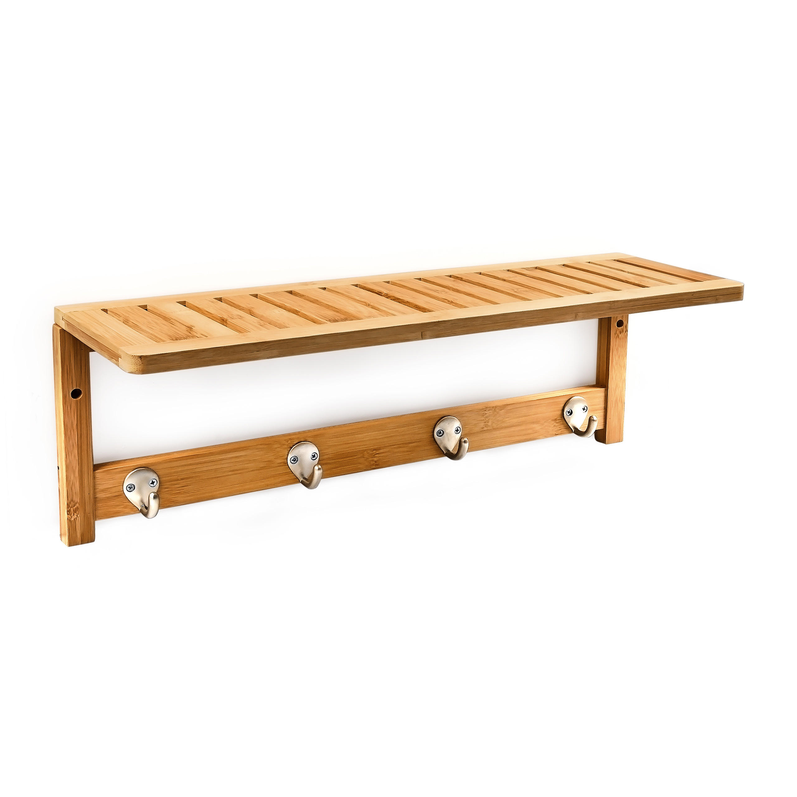 WANDREGAL - Hellbraun, Holz/Metall (16/18/50cm) - Relaxdays