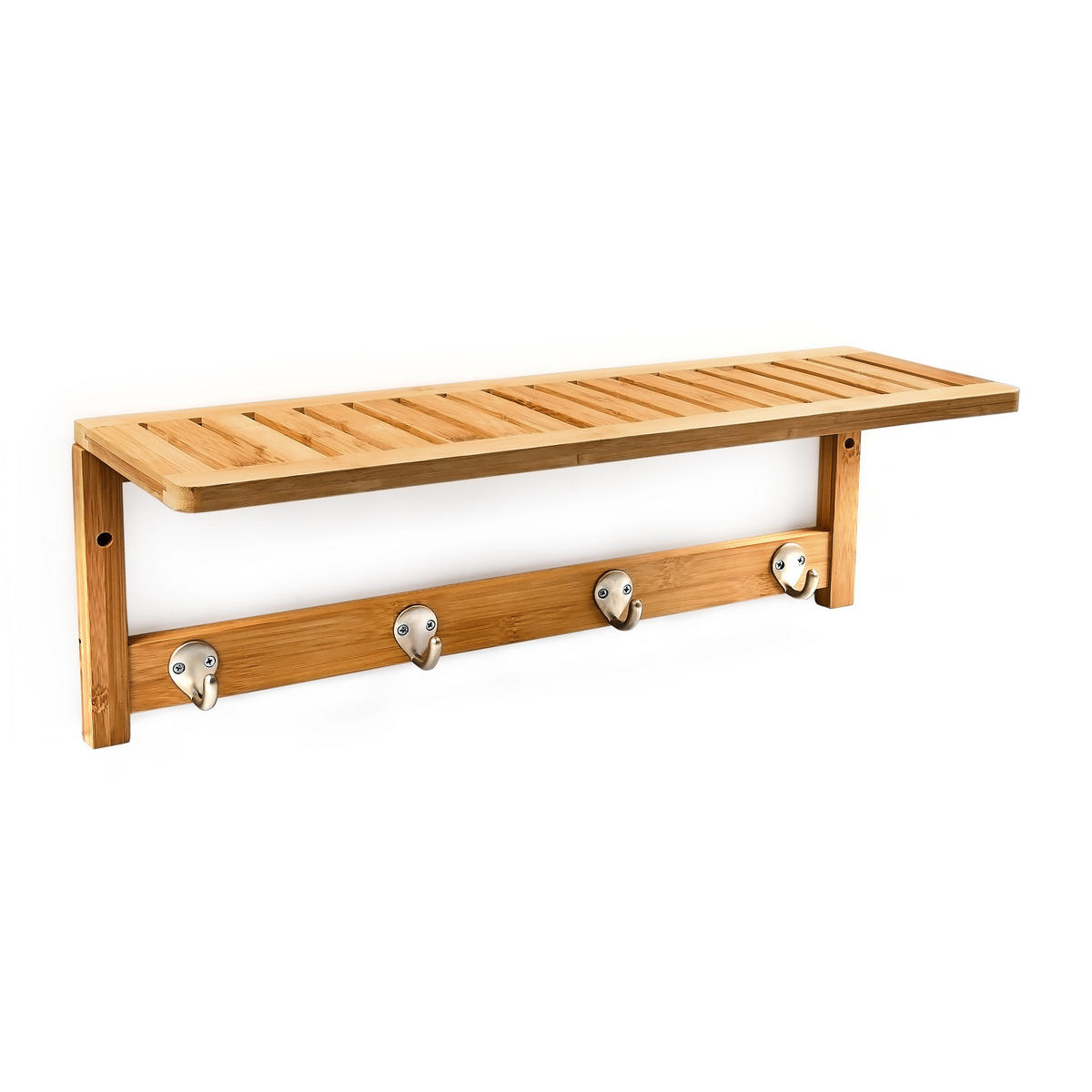 WANDREGAL - Hellbraun, Holz/Metall (16/18/50cm) - Relaxdays