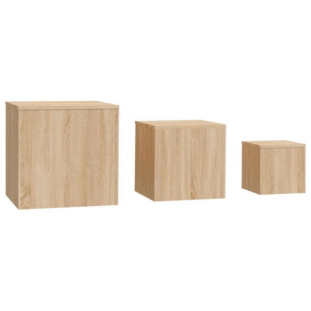 BEISTELLTISCHE 3 Stk. Sonoma-Eiche Holzwerkstoff - Braun, Holzwerkstoff (45/45/45cm) - furnicato