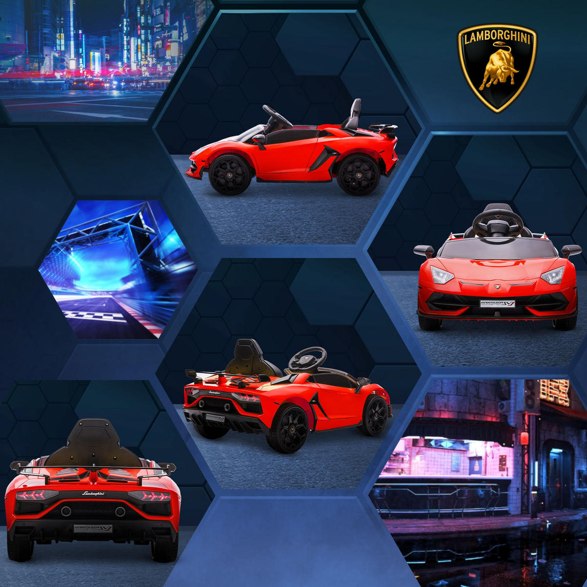ELEKTRO-KINDERAUTO DE-06213 Lamborghini Aventador lizenziert mit Flügeltüren Rot - Rot, Kunststoff/Metall (107.5/63/42cm) - ComfortXL