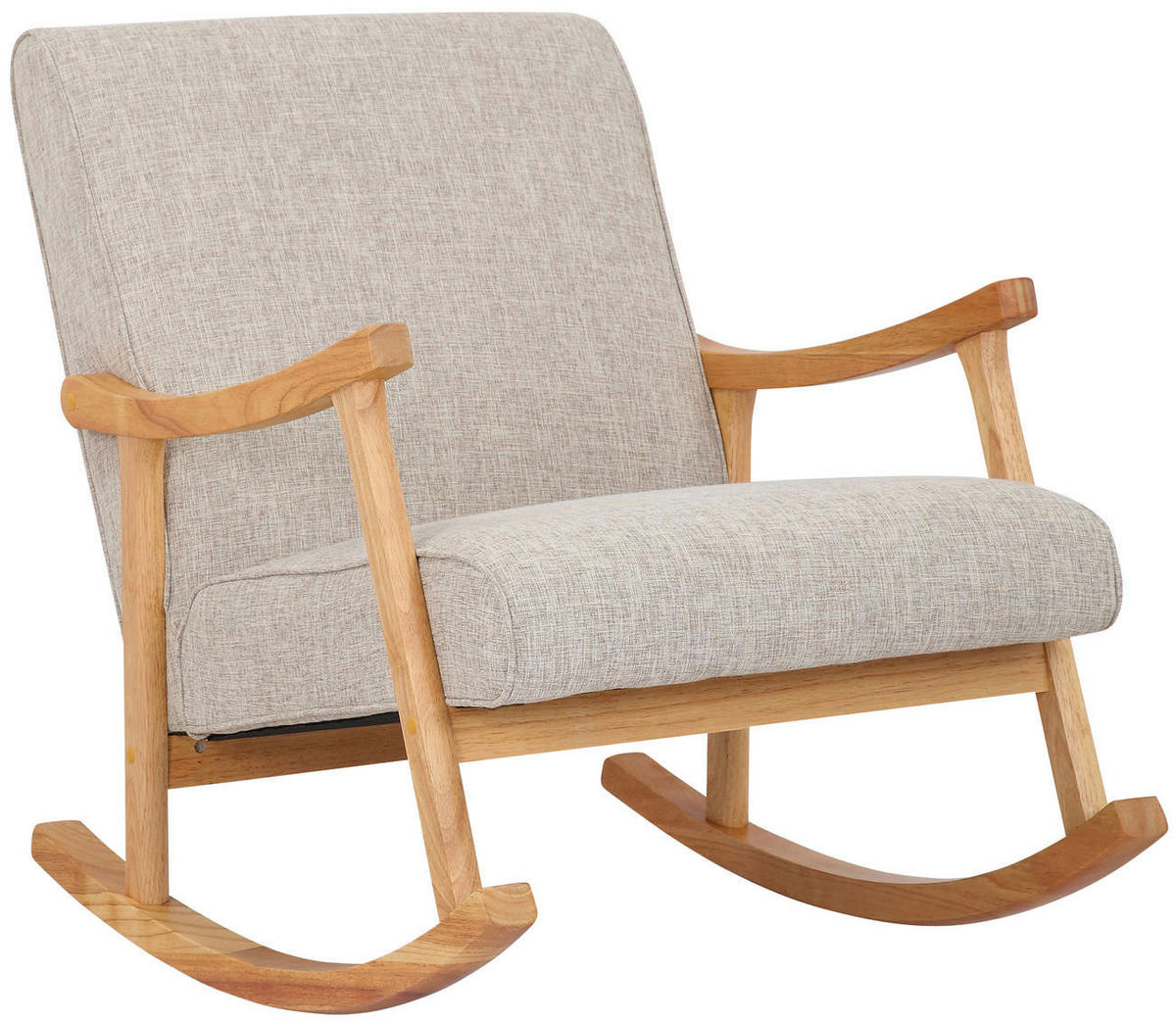 SCHAUKELSTUHL Morello Stoff, Gestell Kautschukhokz natur Creme - Creme/Naturfarben, Holz/Textil (67/82/92cm) - TPFLiving