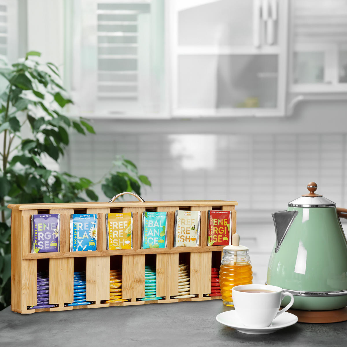 TEEBEUTELSPENDER - Hellbraun, Holz/Metall (46.5/22/10.5cm) - Relaxdays