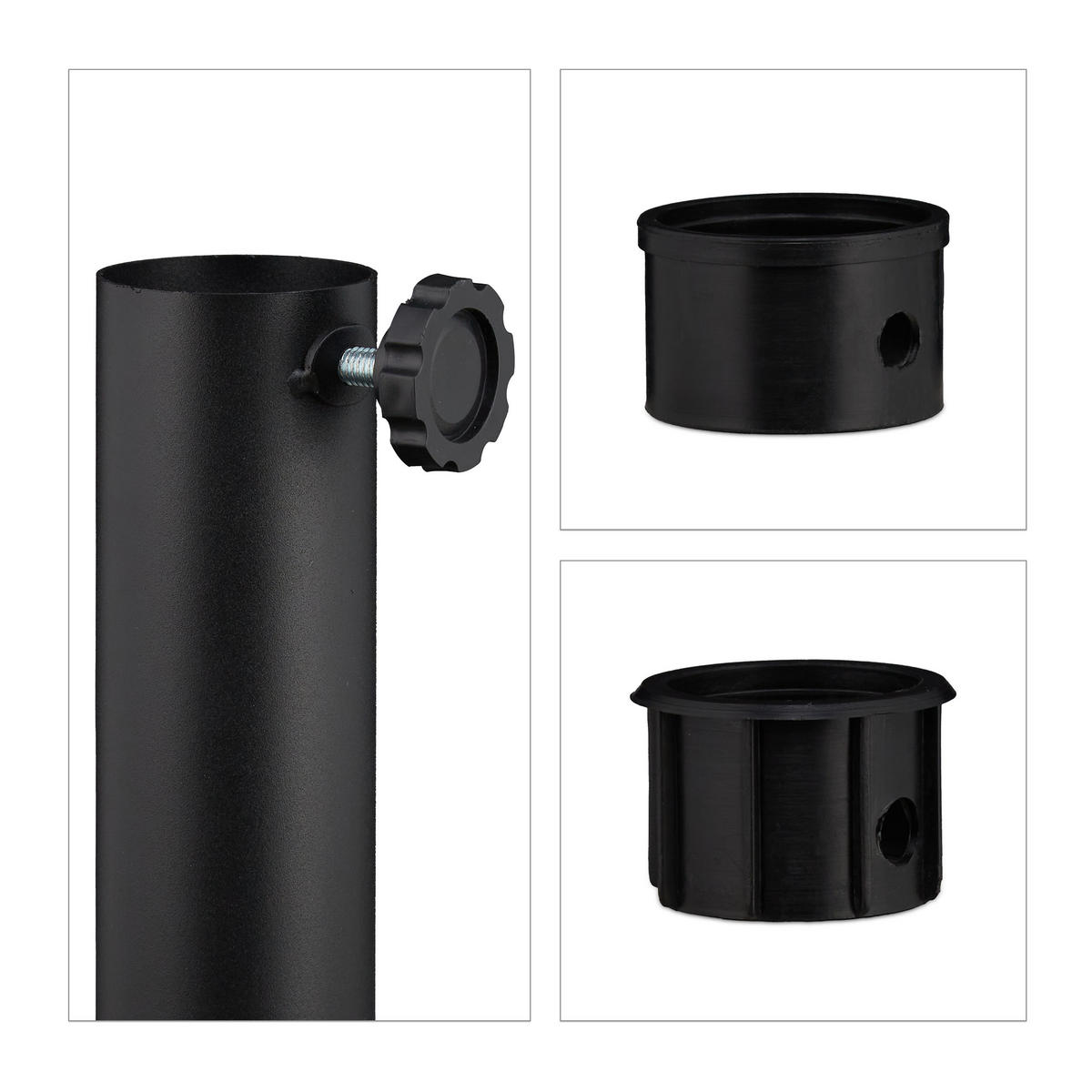 STOJAN na slnečník - čierna, kov/plast (48.5/48.5cm) - Relaxdays