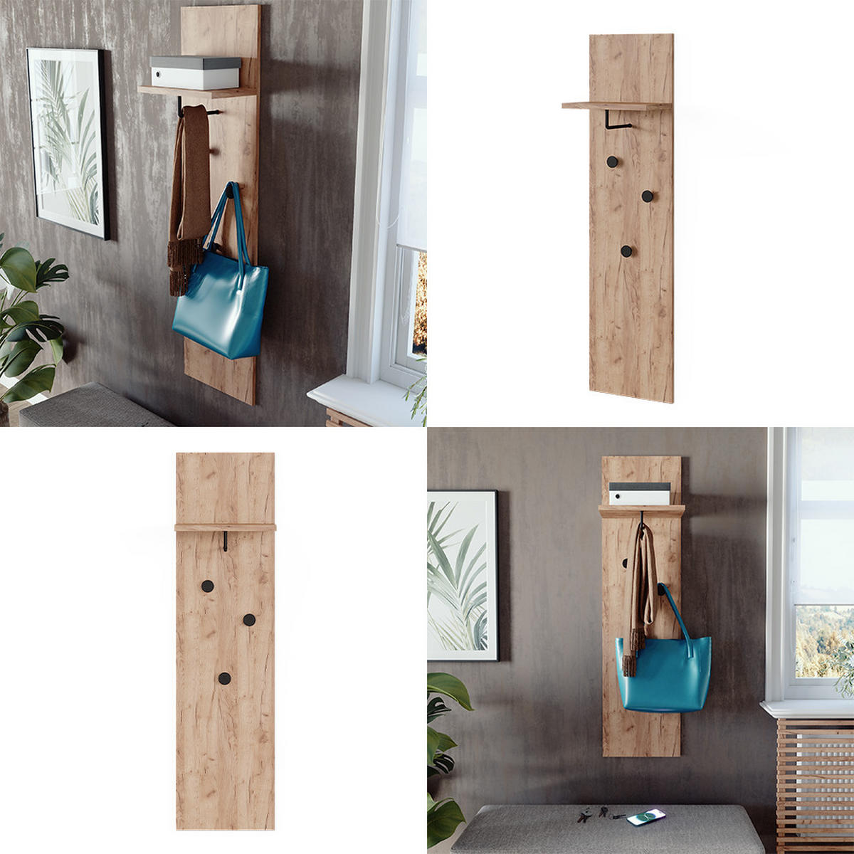 NÁSTĚNNÝ VĚŠÁK Siri Zlatý mocný dub - medově dubová, kompozitní dřevo (36/135/21.6cm) - Vicco