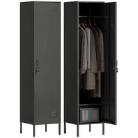 KLEIDERSCHRANK DE-38043 40/40/179 cm mit abschließbarer Tür Schwarz - Schwarz, Metall (40/179/40cm) - ComfortXL