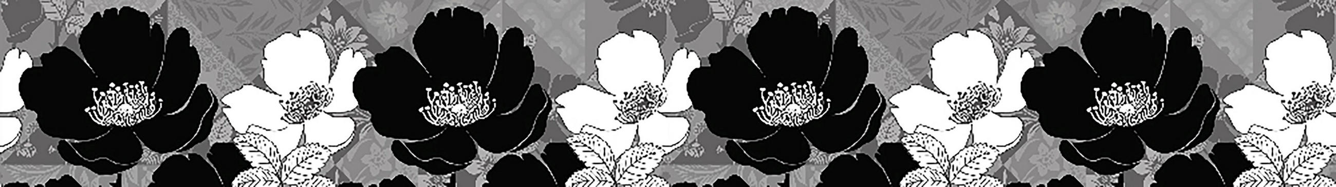 SELBSTKLEBENDE Tapetenbordüre Blumen 500 x 14 cm - Schwarz, Papier (500/14cm) - Sanders & Sanders